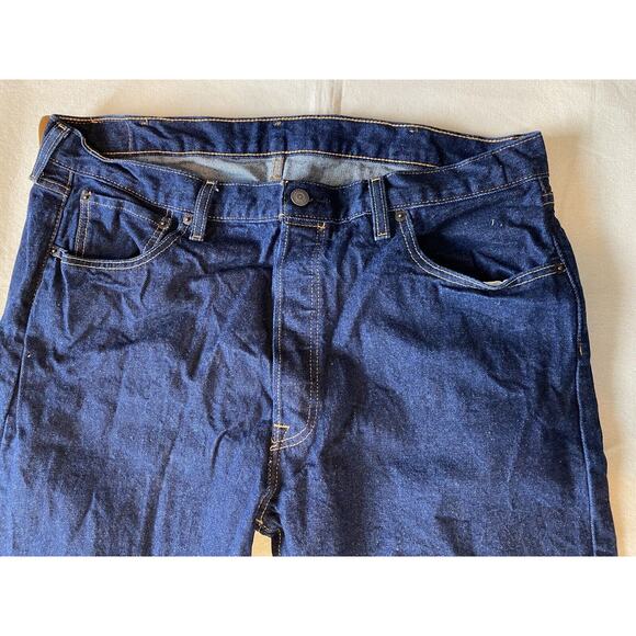 Men’s Levi's 501 Button Fly Dark Blue Jeans Tag 40 X 32 NEW - Picture 3 of 7
